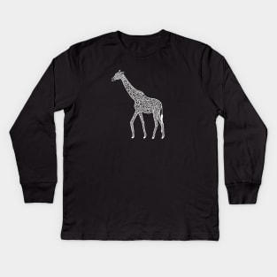 Nubian Giraffe Ink Art - cool animal design - dark colors Kids Long Sleeve T-Shirt